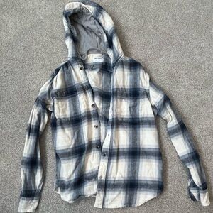 Old Navy Blue and Cream Plaid Shirt